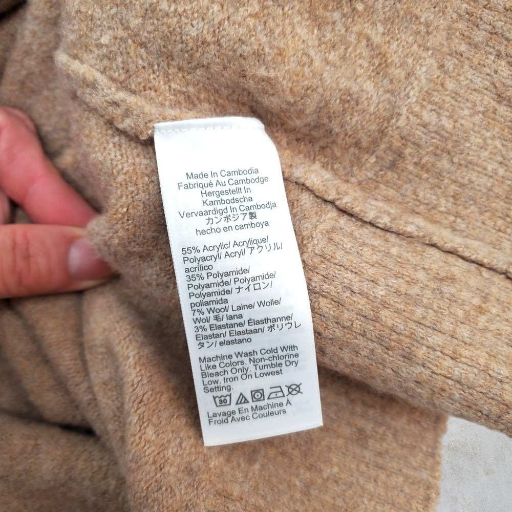 J.Crew Extra-Soft Turtleneck Sweater Dress Camel Tan Wool Blend Midi Womens M - Picture 6 of 6